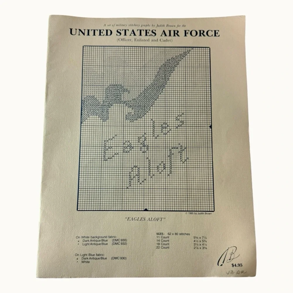 Judith Brown Cross Stitch Pattern Book Unisex OS Blue Good USAF Vintage 1985